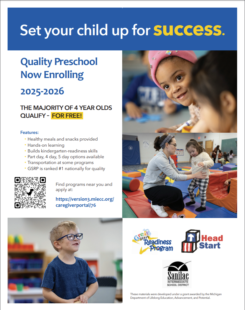 GSRP Quality Presechool Enrollment Flyer